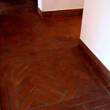 Terra-Cotta Clay Floor Patterns in Santa Barbara Spanish home