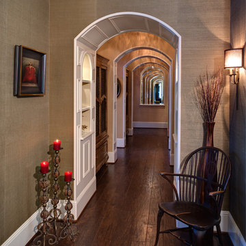 Traditional (with a twist) Arched Hallway to Private Rooms.