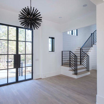 Transitional Family Home Stair Hall