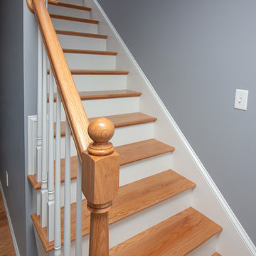 Transitional Red Oak Hallway & stairway wood floor with Natural stain