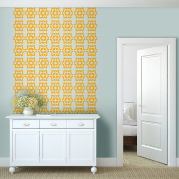 Tyles Marbled Floral, golden yellow, in hallway