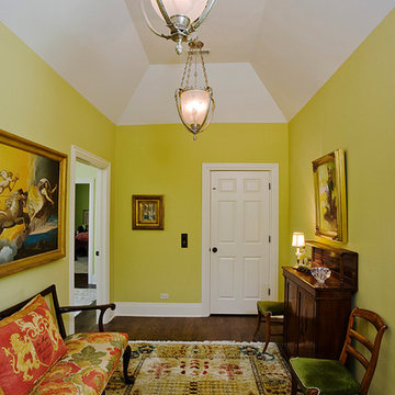 Upper Hallway with White Oak Hardwood Flooring and Clipped Ceiling