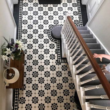 Victorian hall floor tile installation
