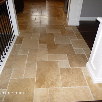 Walnut Brushed & Chiseled Travertine Tile -  - Flooring Tiles
