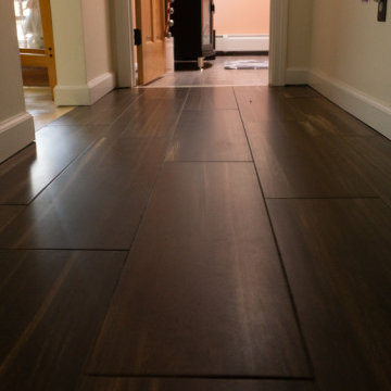 Wood look tile in hall