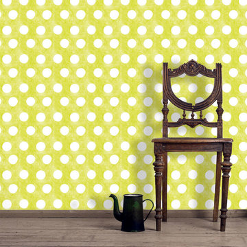 Wooden Chair with Polka Pista Wallpaper