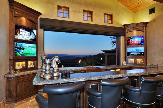 Traditional Home Bar by Elevation Architectural Studios