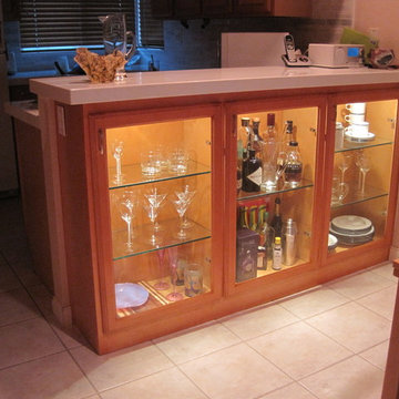 Adding display cabinets in kitchen/dining area & new countertops/backsplash