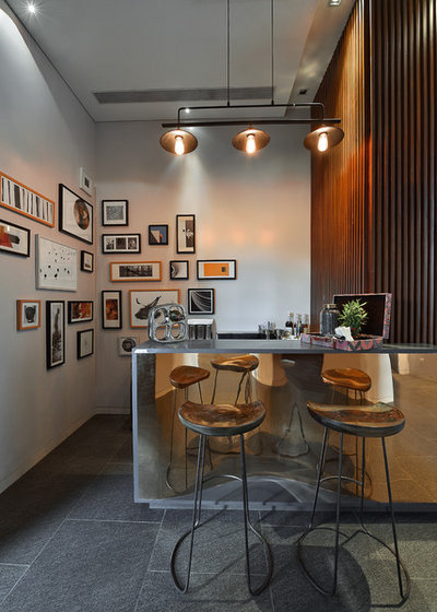 Contemporary Home Bar by Abin Design Studio