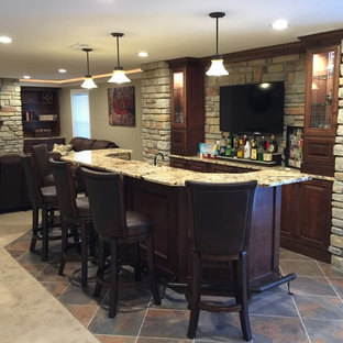 Ballwin Basement with Bar and Fireplace