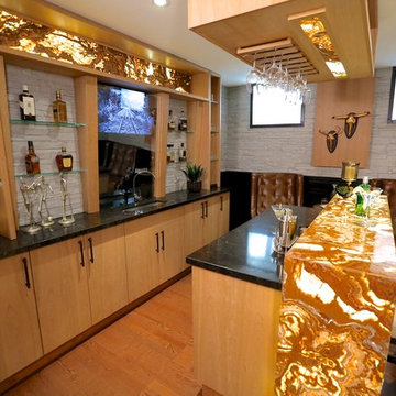 Bar and Cabinets - Tiger Onyx backlit