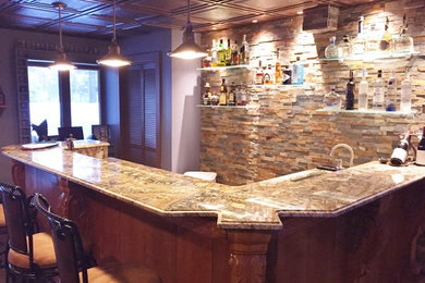 Inspiration for a craftsman home bar remodel in Boston
