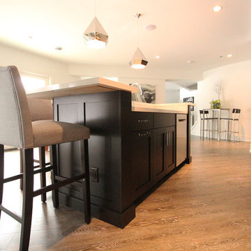 Basement Bar with Island with Bar Height Seating in U-Shape