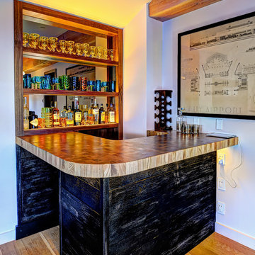 Rustic Corner Bar with Reclaimed Wood