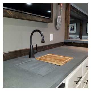 Built-in Drain Board and Cutting Board hide Integrated Concrete Sink -  Contemporary - Home Bar - Minneapolis - by StoneTop Surfaces | Houzz UK