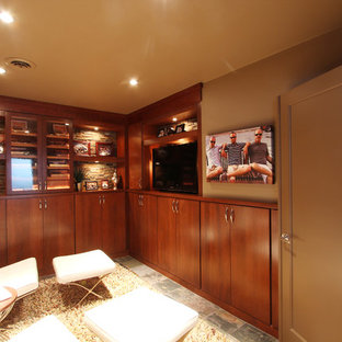 Built in Humidor in Home Cigar Room with Cherry Cabinets
