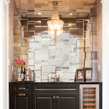 Butler's Pantry With Mirrored Backsplash in Haverford