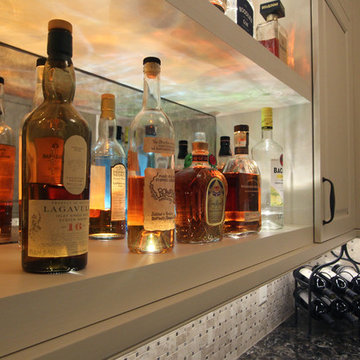 Butler's Pantry with Wet Bar and Light Up Bottle Shelf