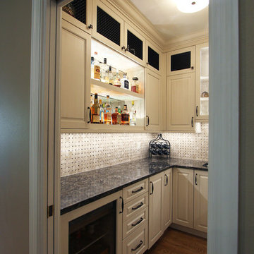 Butler's Pantry with Wet Bar and Light Up Bottle Shelf