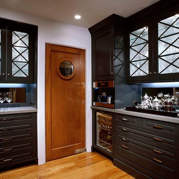 Butlers Pantry with Built In Coffee Maker and Wine Cooler