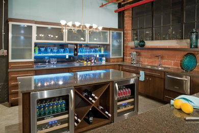 Example of a large trendy home bar design in Other