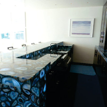 Caesarstone’s Concetto Collection Blue Agate backlit with SLABlite