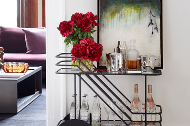 Inspiration for a modern white floor bar cart remodel in Other