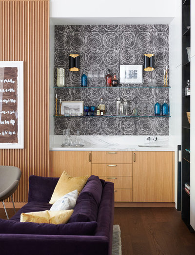 Contemporary Home Bar by Lisa Lev Design