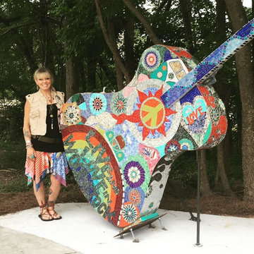 Commission mosaic guitar for the City of Woodstock