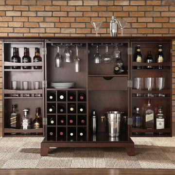 Crosley Furniture Cambridge Expandable Bar Cabinet in Vintage Mahogany Finish