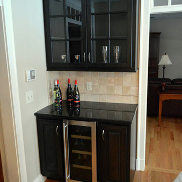Custom Cherry Kitchen and Wine cooler station.