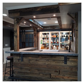 Reclaimed Wood Bar with Custom Concrete Tops - Craftsman - Home