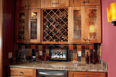 Example of a trendy home bar design in San Diego