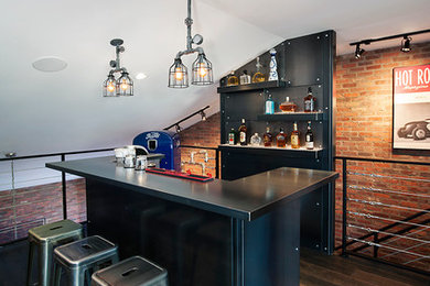Design ideas for an industrial home bar in Calgary.