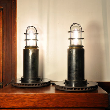 Custom pair of lamps hand-crafted by Earl Parson.