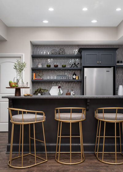 Transitional Home Bar by Amy Storm & Company