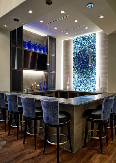 Contemporary Home Bar by Harry J Crouse Design Inc