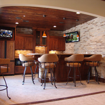 Exposed Brick Home Bar