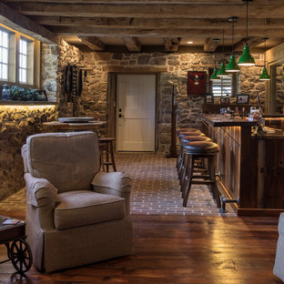 Inspiration for a farmhouse home bar remodel in Other