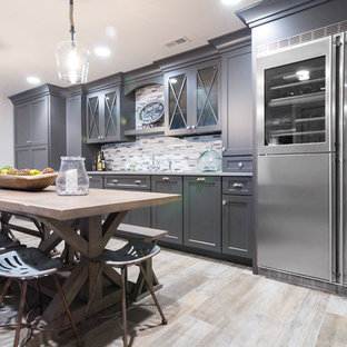 Grey Quartz Wet Bar and Dining Area in West Chester Basement
