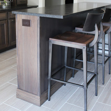 Hickory Wet Bar in Warm Gray Stain With Brushed Granite Counters
