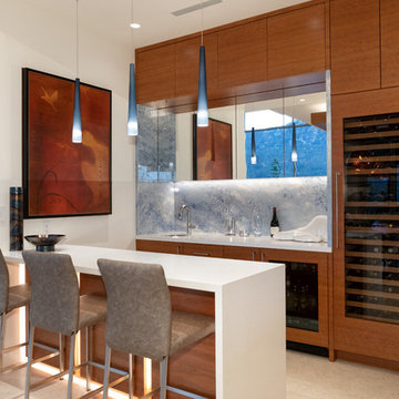 Home Bar with grain matched cherry cabinetry