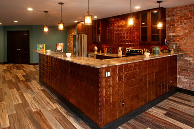 Inspiration for a transitional home bar remodel in St Louis