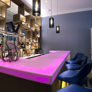 Luxury Bespoke Bar with White Onyx Backlit Worktop