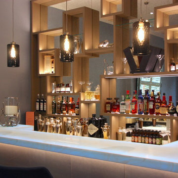 Luxury Bespoke Bar with White Onyx Backlit Worktop