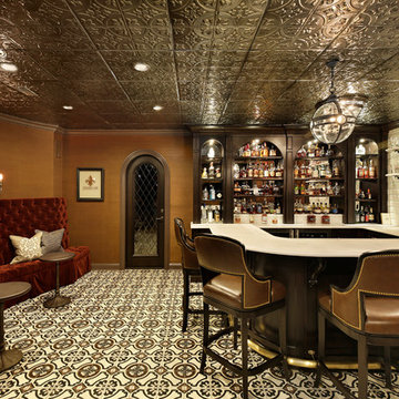Multi-Seat Bar with Metal Accents