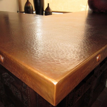 Natural Patina on Hammered Copper Countertop