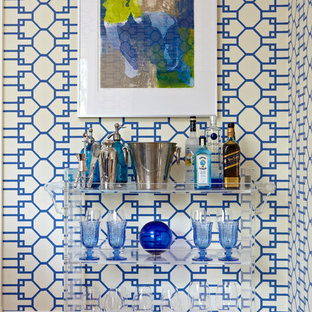 Navy and Patterns: Dining Room Bar Cart