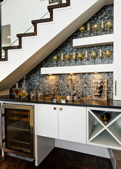 Transitional Home Bar by Hobbs' Ink, LLC