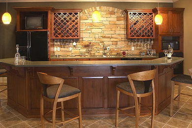 Inspiration for a rustic home bar remodel in Miami